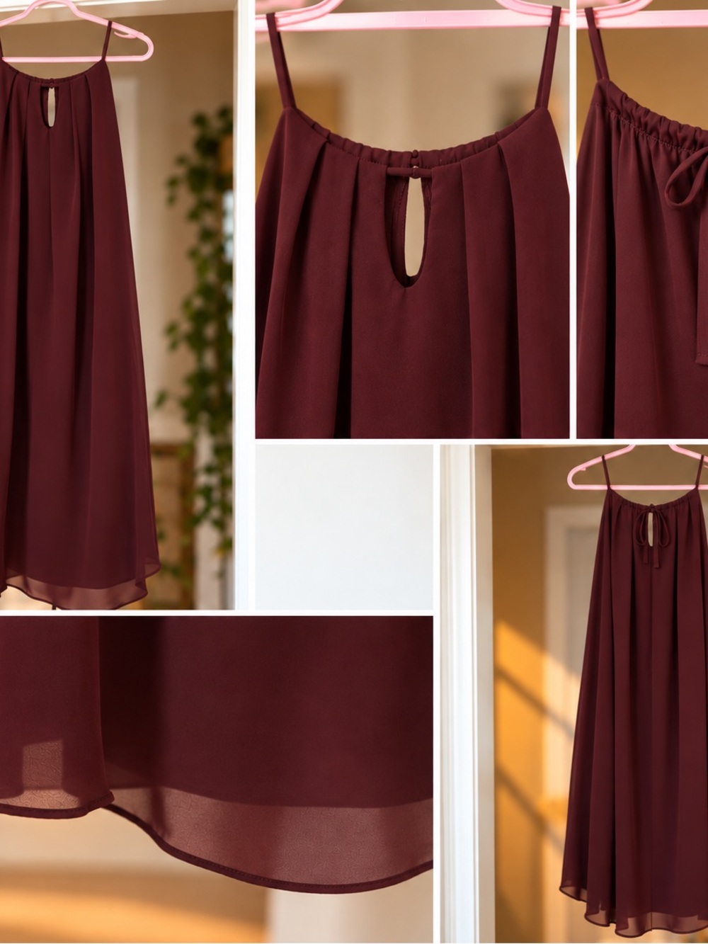 Eclipse A-Line Chiffon Midi Skirt in Wine
